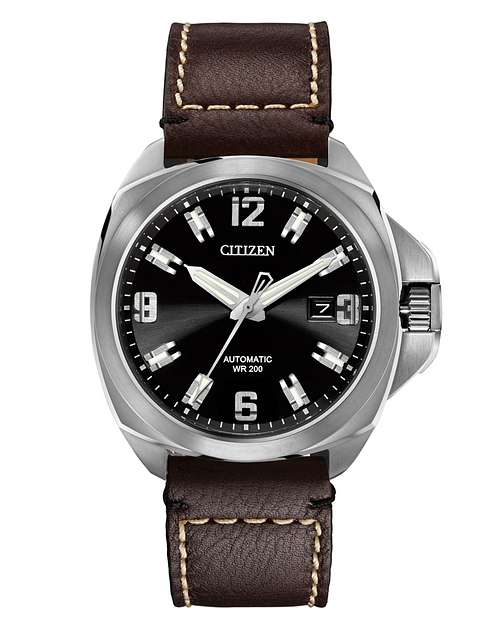 Grand Touring Black Dial Leather Strap NB0070 06E CITIZEN